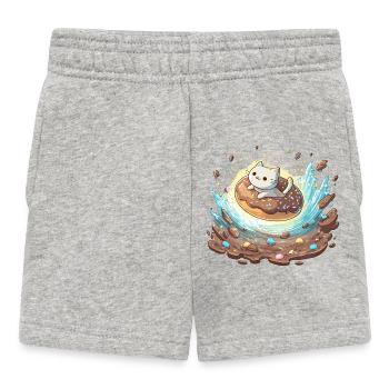Kawaii Katzen Donut  - Baby Shorts - Grau meliert - Vorne
