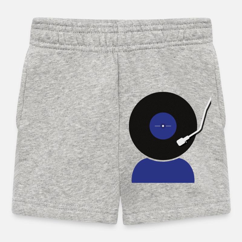 Schallplatten Kopf - Baby Shorts - Grau meliert