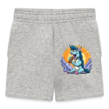 Chanteur de dragon bleu devant le cercle solaire - Short Bébé - gris chiné - Devant
