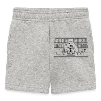 Hund im Büro Chef Dackel Minimalitisch Line Art - Baby Shorts - heather grey - Front