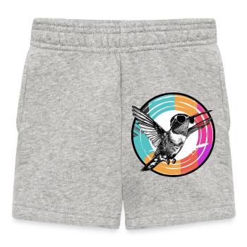 Hummingbird with sunglasses - Baby Shorts - heather grey - Front