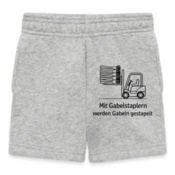 gabelstapler wortwitz gabel stapeln - Baby Shorts - Grau meliert - Vorne