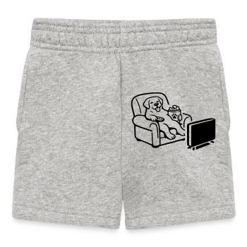 dog hund chill modus chips essen fernsehen tv - Baby Shorts - Grau meliert - Vorne