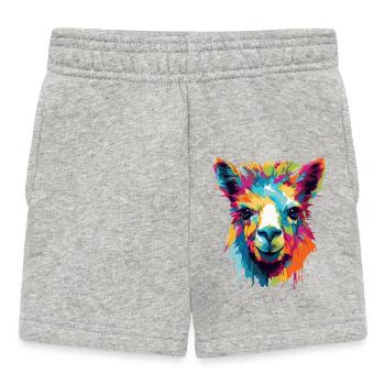 Llama Farbexplosion Popart - Baby Shorts - Grau meliert - Vorne