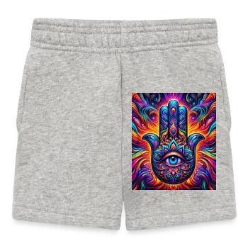 Psychedelic Hamsa Eye Hand Mandala - Baby Shorts - heather grey - Front