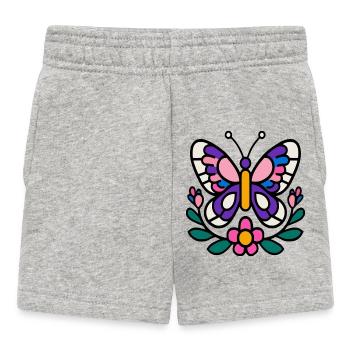 Schmetterling mit Blumen - Baby Shorts - Grau meliert - Vorne