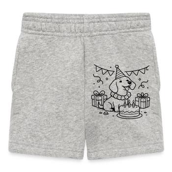 Geburtstag Dackel Torte Kinder  - Baby Shorts - Grau meliert - Vorne