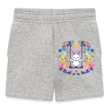 Fröhliches Bunny-Schaukel-Design - Baby Shorts - Grau meliert - Vorne