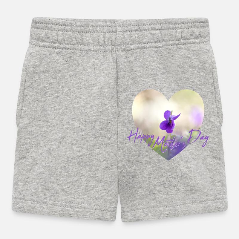 Fleurs en cœur Design de la fête des mères Fleur violette Fleur pourpre - Short Bébé - gris chiné