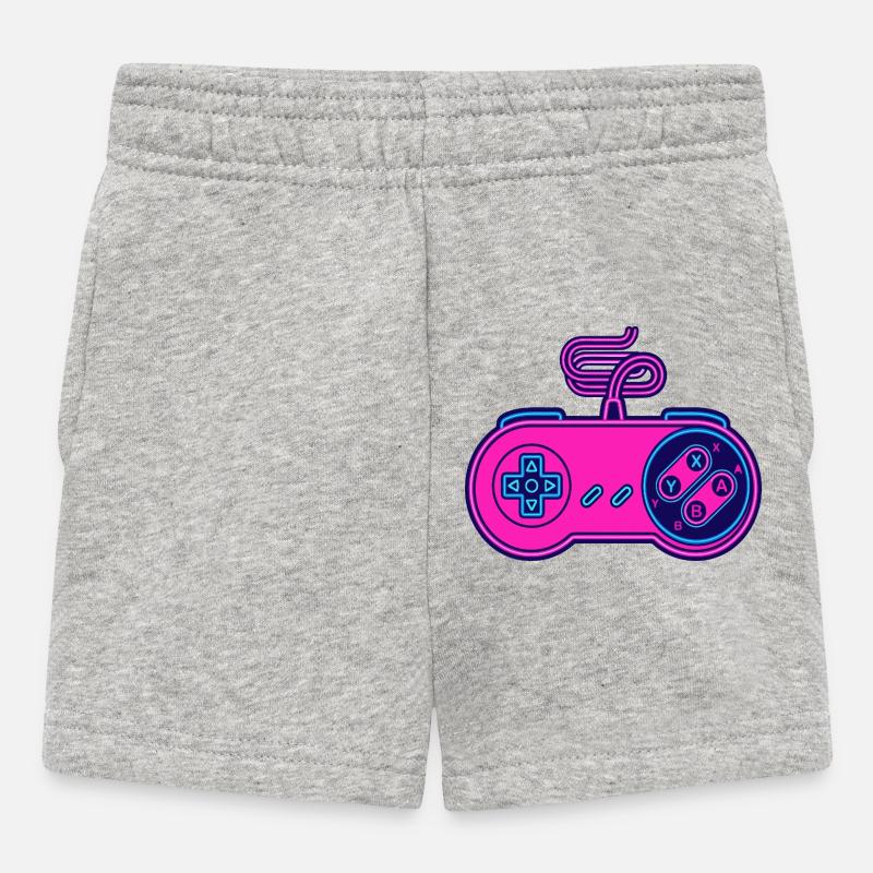 Retro-Pink-Neon-Controller - Baby Shorts - Grau meliert