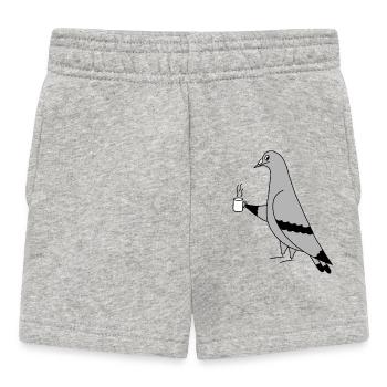 Pigeon with Coffee – Minimal Illustration - Baby Shorts - Grau meliert - Vorne