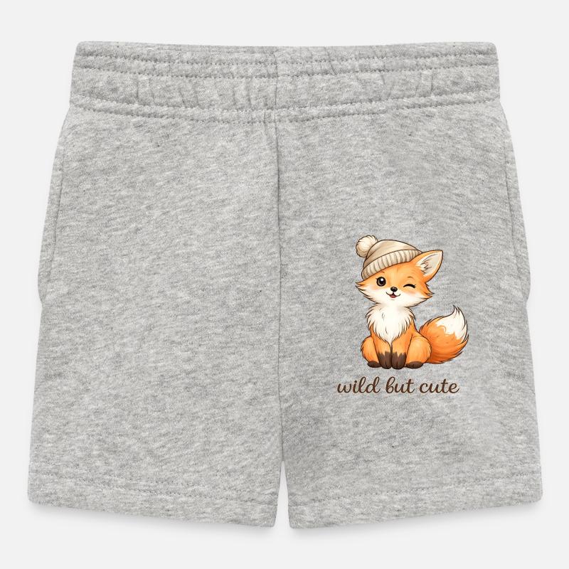 Cuddly fox with hat - Baby Shorts - heather grey