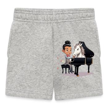 Pianist and unicorn in the spotlight - Baby Shorts - heather grey - Front