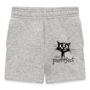 süße Katze – I feel purrrfect - Baby Shorts - Grau meliert - Vorne