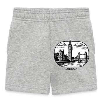 London Linienstil: Big Ben und Tower Bridge - Baby Shorts - Grau meliert - Vorne
