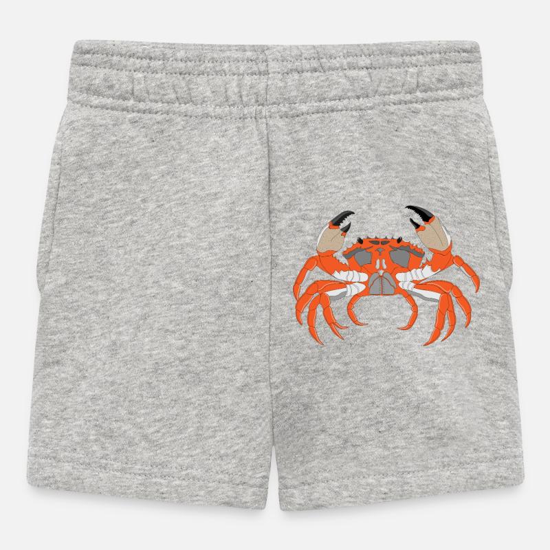 Crab Print - Baby Shorts - heather grey