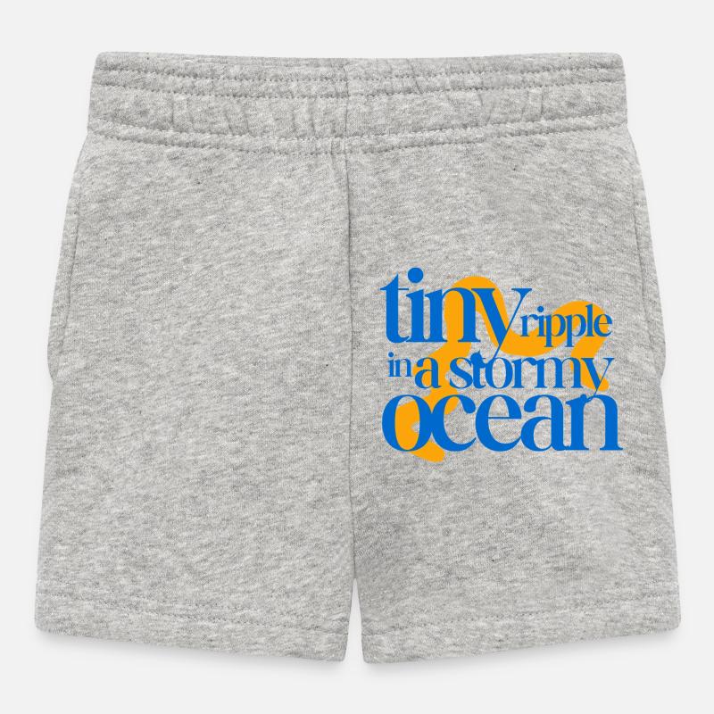 Tiny ripple in a stormy ocean (orange background) - Baby Shorts - heather grey