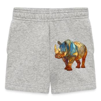 Mosaik Nashorn Kraftvolles Glasmalerei Design - Baby Shorts - Grau meliert - Vorne
