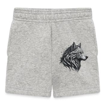 Geometrischer Schwarzer Wolf - Baby Shorts - Grau meliert - Vorne
