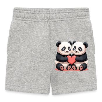 Panda Heart Duo Cuddle Time - Baby Shorts - heather grey - Front