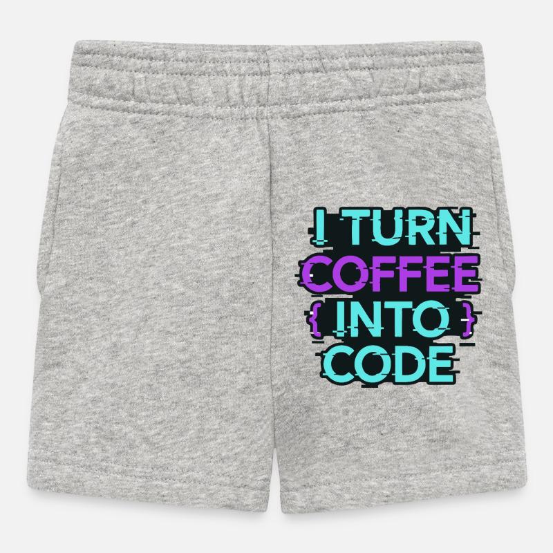 I Turn Coffee Into Code - Baby Shorts - heather grey