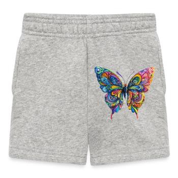 Bunter Farbenschmetterling - Baby Shorts - Grau meliert - Vorne