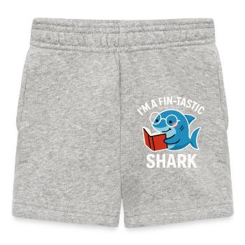 Fin-Tastic Shark reads book - Baby Shorts - heather grey - Front