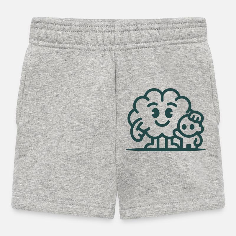 Friendly Cloud Duo Illustration - Baby Shorts - heather grey