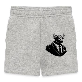 Bull in a Suit – Business Animal Motif - Baby Shorts - heather grey - Front