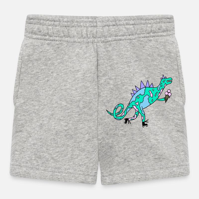 Rollerskates_Dino - Baby Shorts - Grau meliert