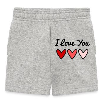 ICH LIEBE DICH. ICH LIEBE DICH. VALENTINSTAG. HERZ - Baby Shorts - Grau meliert - Vorne