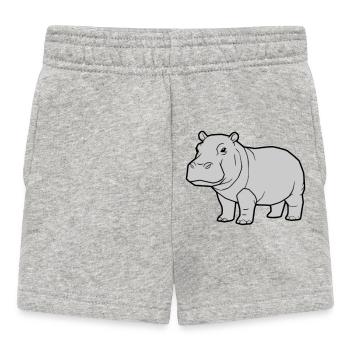 Nilpferd Stehend Comic Tier Zoo - Baby Shorts - Grau meliert - Vorne