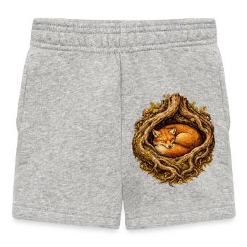 Renard endormi dans la structure racinaire – motif forestier - Short Bébé - gris chiné - Devant