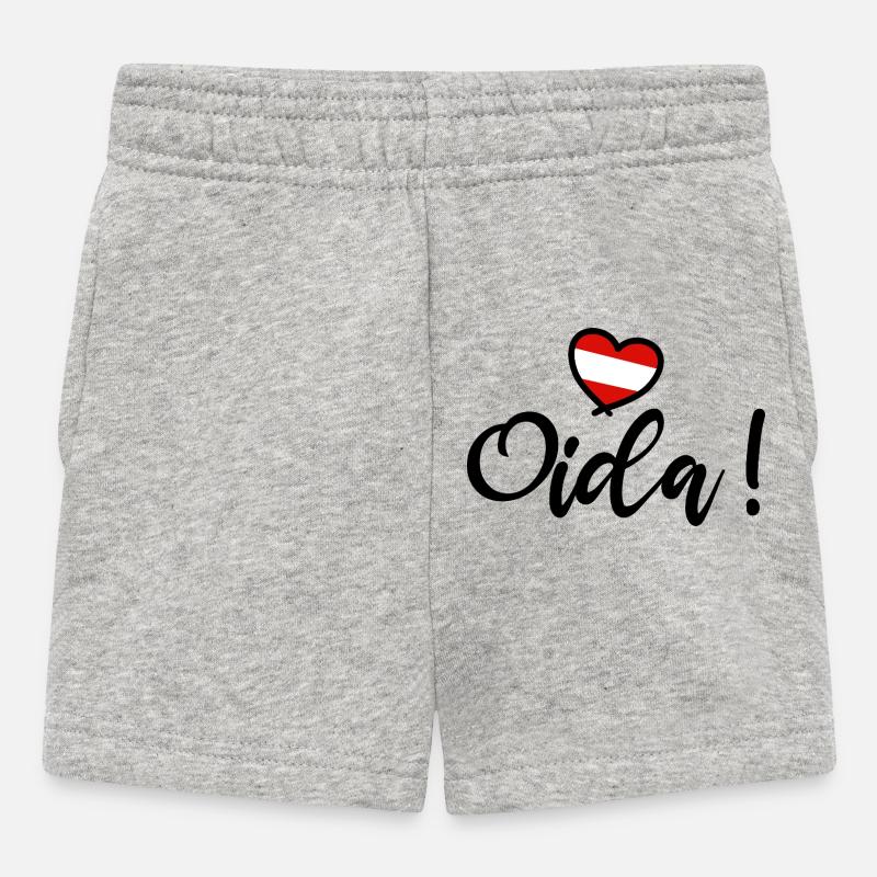 Oida! Austria Heart I love Austria Dialect - Baby Shorts - heather grey