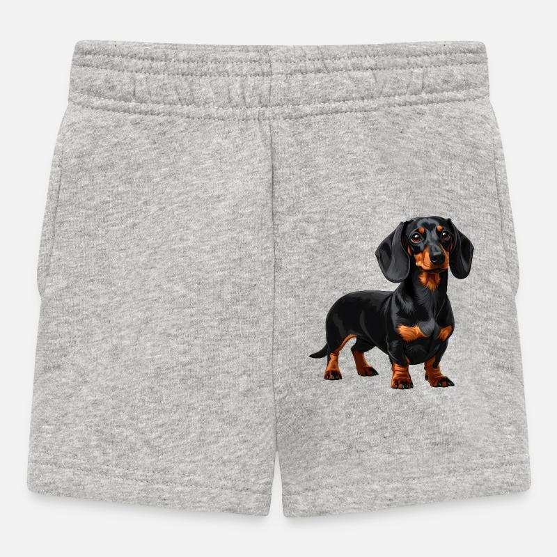 Black & Tan Dackel – Wursthund - Baby Shorts - Grau meliert
