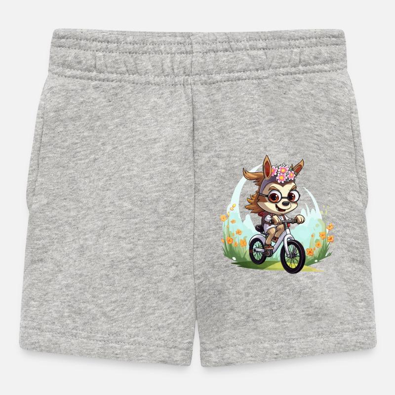 Cerf en couronne florale à vélo - Short Bébé - gris chiné