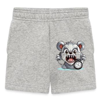 Aggressiver Panda mit Wecker - Baby Shorts - Grau meliert - Vorne