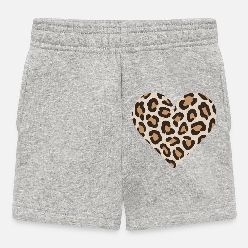 Imprimé de cœur de léopard - Short Bébé - gris chiné