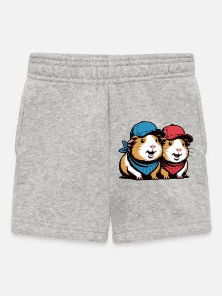 Zwei Meerschweinchen Duo Caps - Baby Shorts - Grau meliert