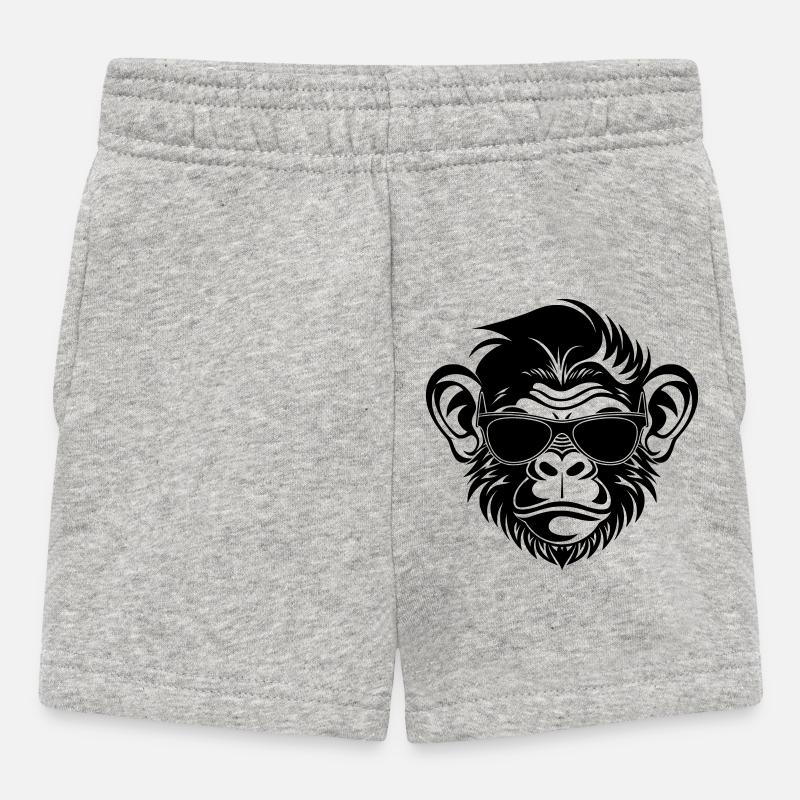 Cool Monkey Head with Sunglasses - Baby Shorts - heather grey