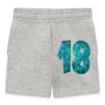 Number Eighteen - 18th Birthday - Baby Shorts - heather grey - Front