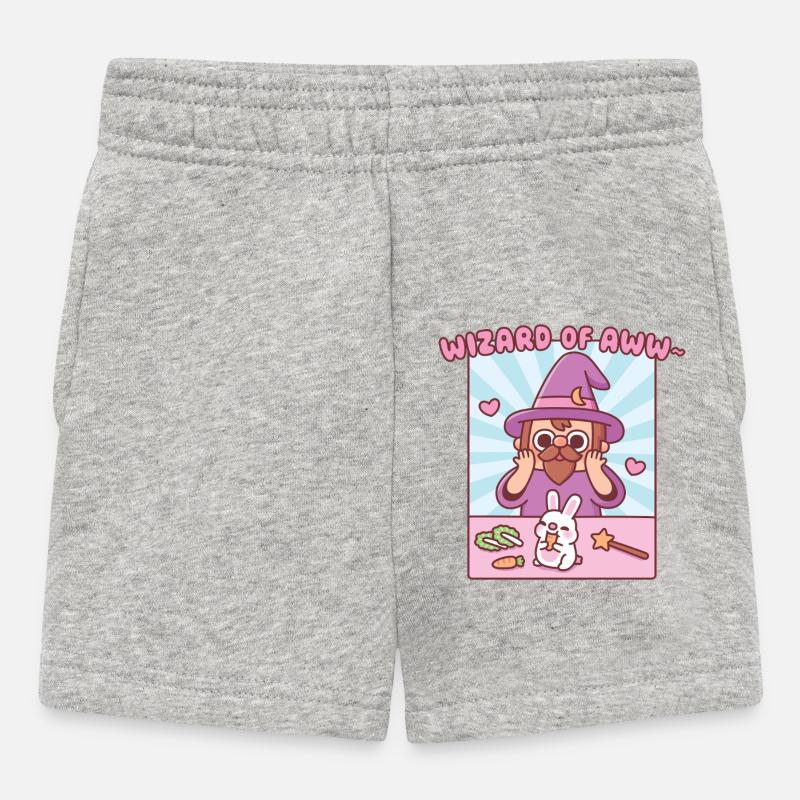 Le Sorcier drôle de l’Aw et le Lapin Mignon - Short Bébé - gris chiné