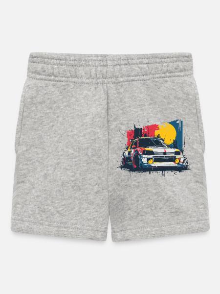 Retro Turbo 16 Rennwagen - Baby Shorts - Grau meliert