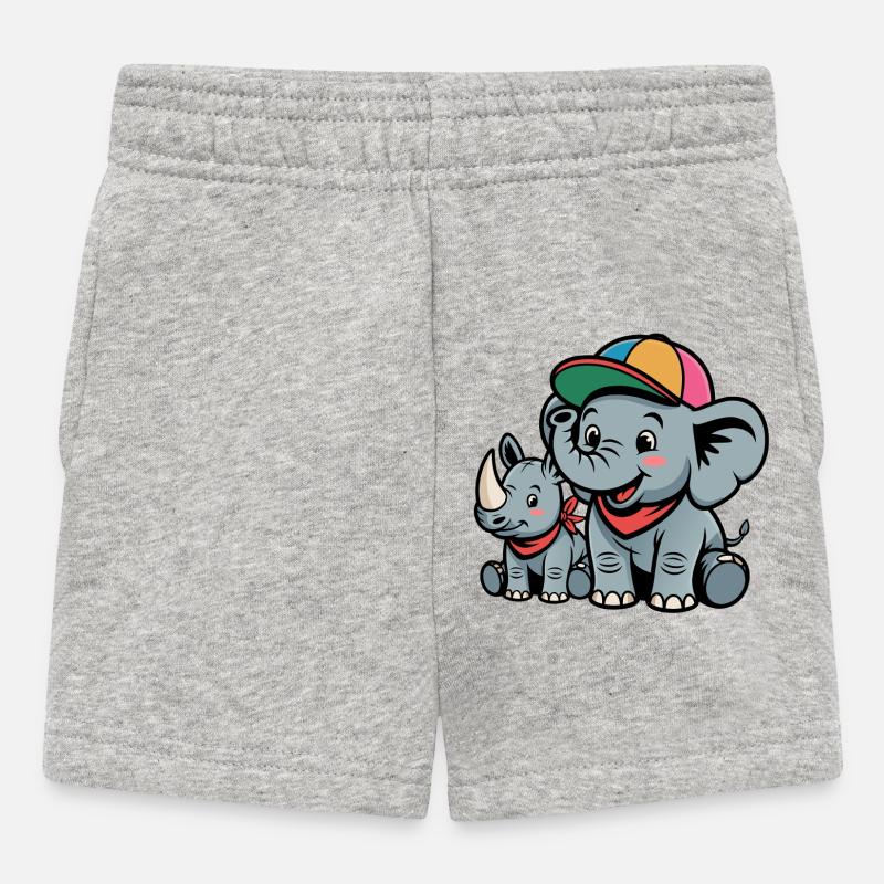 Casquette Drôle Éléphant-Rhinocéros - Short Bébé - gris chiné