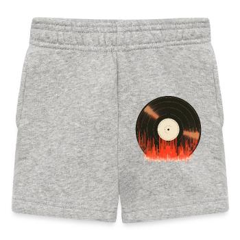 Retro Vinyl Record with Sound Waves - Baby Shorts - heather grey - Front
