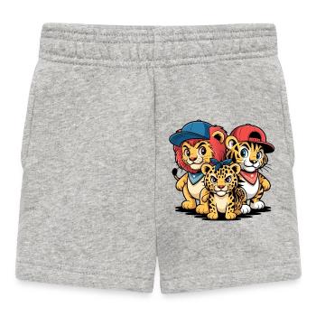 Amis Lion Tigre, Léopard – Motif drôle d’animal - Short Bébé - gris chiné - Devant