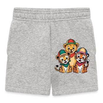 Amis Lion Tigre, Léopard – Motif drôle d’animal - Short Bébé - gris chiné - Devant