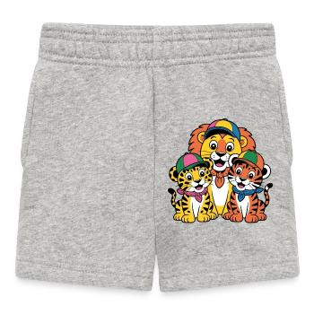 Cheerful Animal Lovers Trio Lion Tiger Leopard - Baby Shorts - heather grey - Front