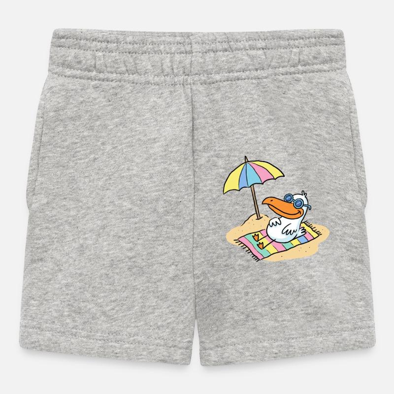 Sun bird on the beach with umbrella - Baby Shorts - heather grey