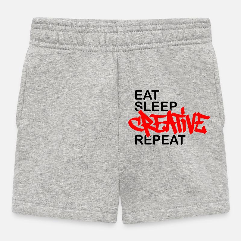 Eat Sleep Creative Repeat - Baby Shorts - heather grey